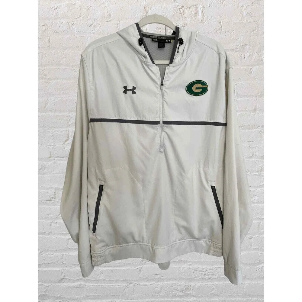Football Fans Packers Under Armour Cold Gear 1/4‎ Zip Hoodie White Mens Large